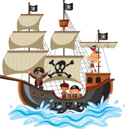 2219752-nave-pirata-sull-onda-oceano-con-molti-bambini-isolati-su-sfondo-bianco-gratuito-vettoriale